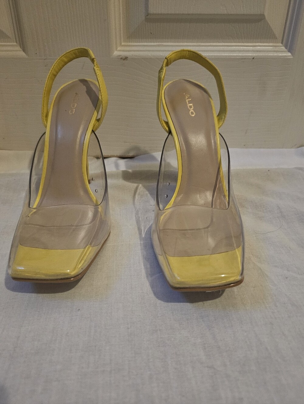 ALDO Yellow Clear PVC Slingback Stiletto Heels Pumps Size 7.5 - Picture 3 of 9
